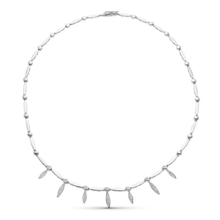 Gargantilla Oro Blanco Y Circontas oro 18k