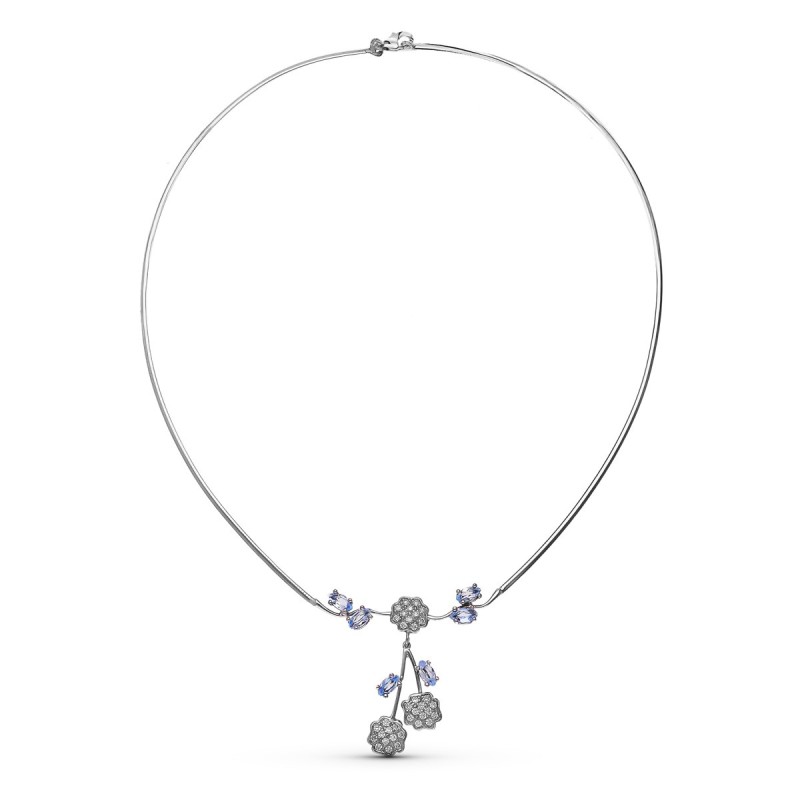 Gargantilla Oro Blanco Hilo Circonitas oro 18k