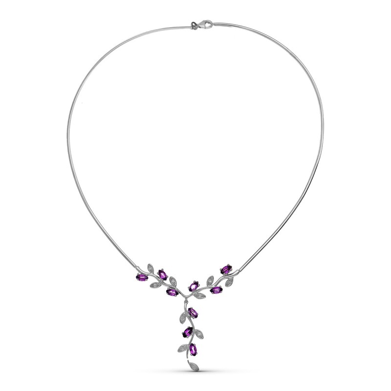 Gargantilla Oro Blanco Hilo Circonita Color oro 18k