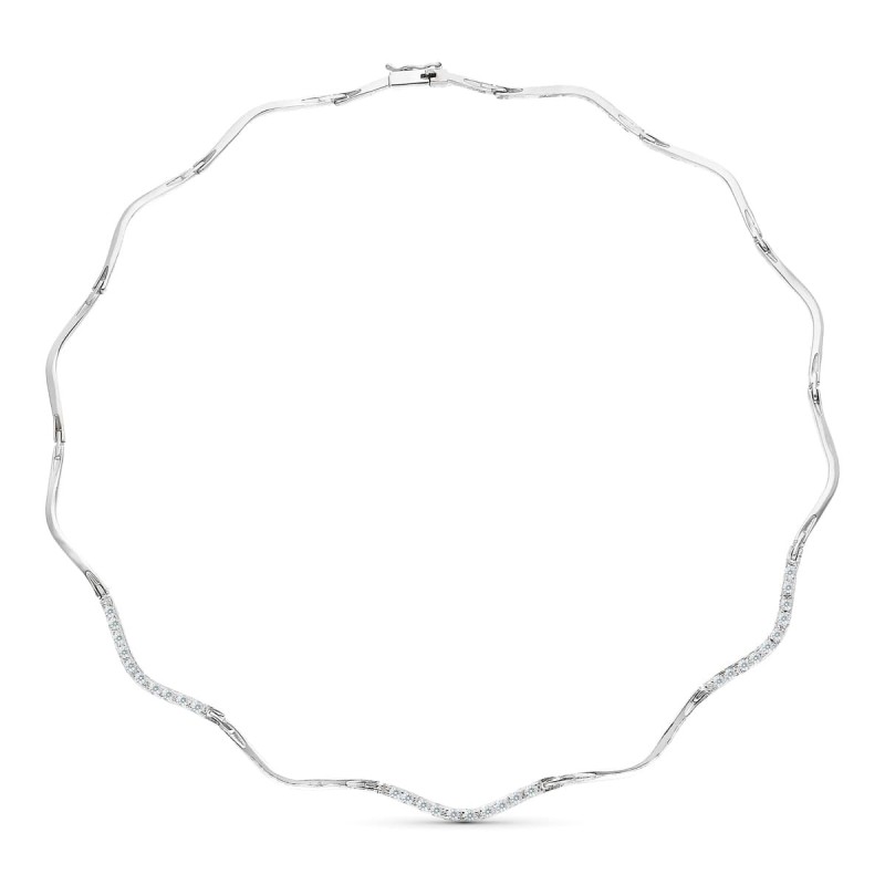 Gargantilla Oro Blanco Circonitas oro 18k