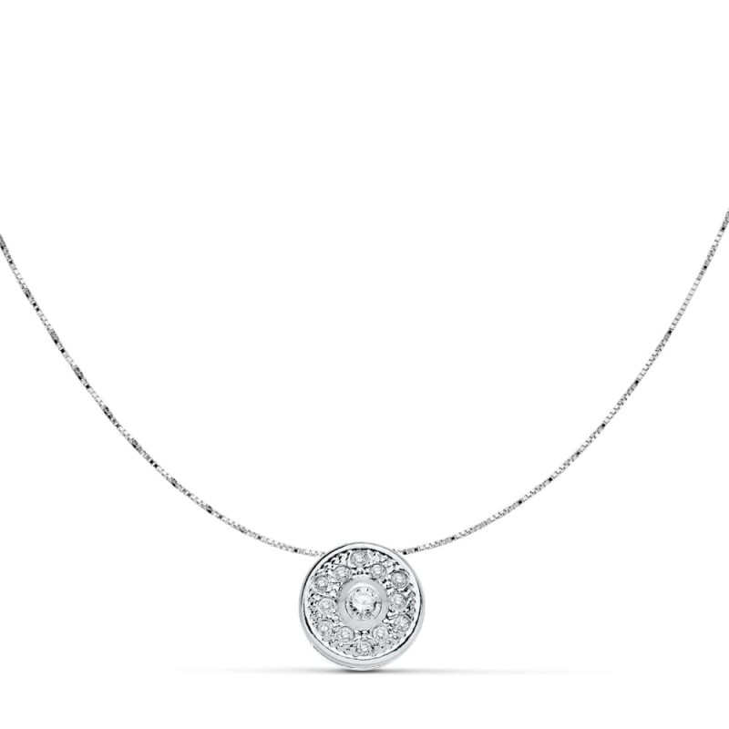 Gargantilla Circonita Oro Blanco 8 Mm Cadena 42Cm oro 18k