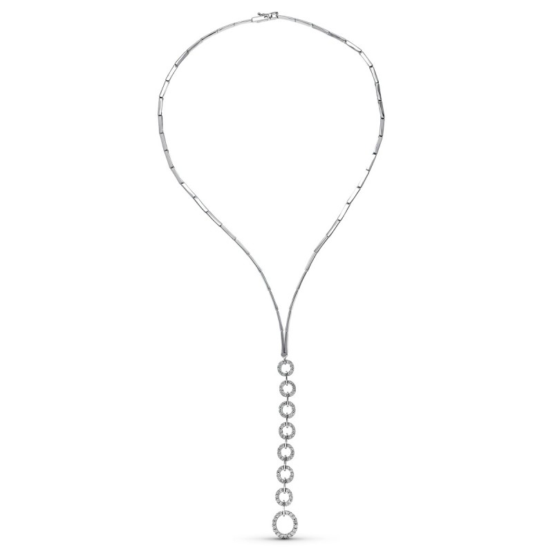 Gargantilla Oro Blanco Circulos Circonitas oro 18k