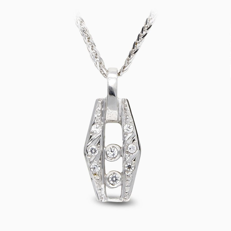Gargantilla Oro Blanco Y Circonitas oro 18k