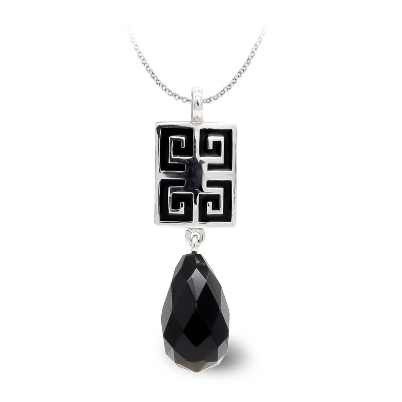 Gargantilla Oro Blanco Onix Pera oro 18k