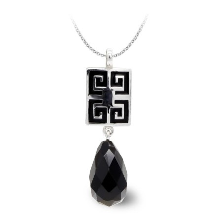 Gargantilla Oro Blanco Onix Pera oro 18k