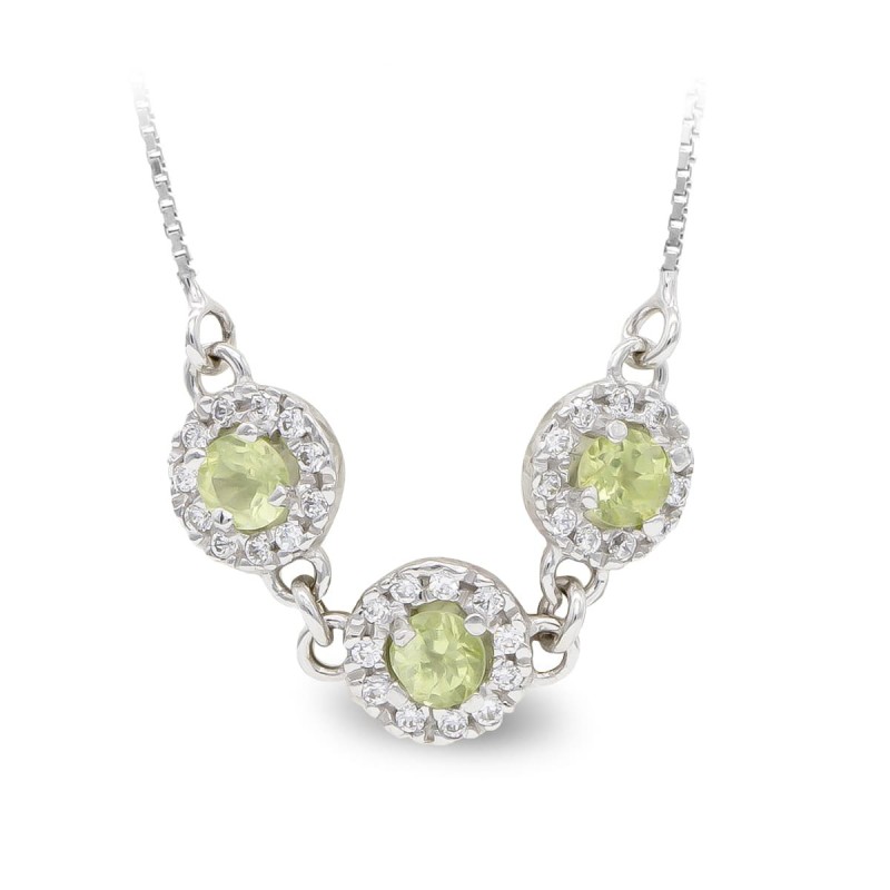 Gargantilla Oro Blanco Cuajos Circonita Y Cadena Veneciana oro 18k