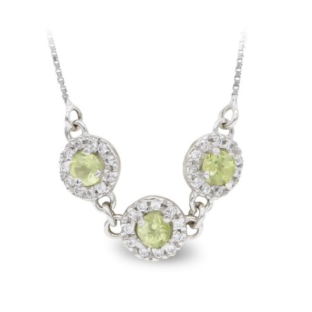 Gargantilla Oro Blanco Cuajos Circonita Y Cadena Veneciana oro 18k