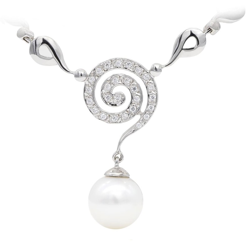Gargantilla Oro Blanco Y Perla 10 Mm oro 18k