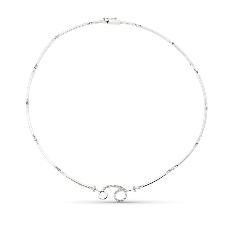 Gargantilla Oro Blanco Y Circonitas oro 18k