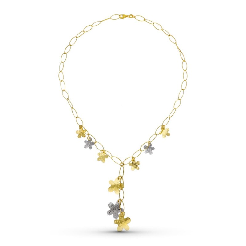 Gargantilla Oro Bicolor Flores oro 18k