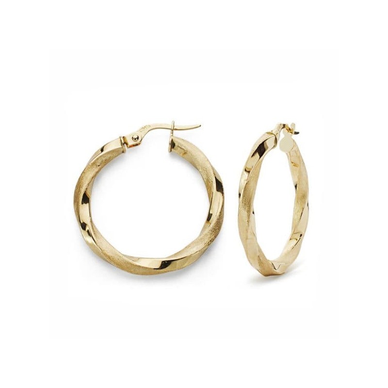 Aros Oro Amarillo Mate Y Brillo 25X2.5 Mm oro 18k