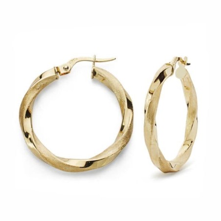 Aros Oro Amarillo Mate Y Brillo 25X2.5 Mm oro 18k