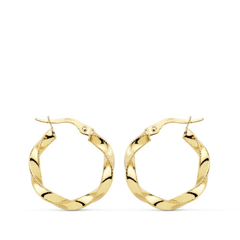 Aros Oro Amarillo Reliados Hilo 21X3 Mm oro 18k