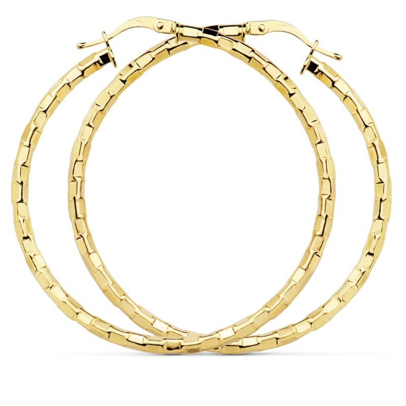 Pendientes Aros Huecos Cuadrados Oro Amarillo 44 Mm oro 18k