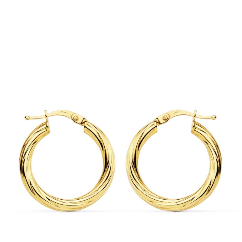 Aros Oro Amarillo Huecos Brillo 21 Mm oro 18k