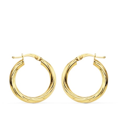 Aros Oro Amarillo Huecos Brillo 21 Mm oro 18k