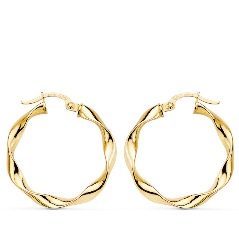 Aros Oro Amarillo Reliados Lisos 23,5X2.5 Mm oro 18k