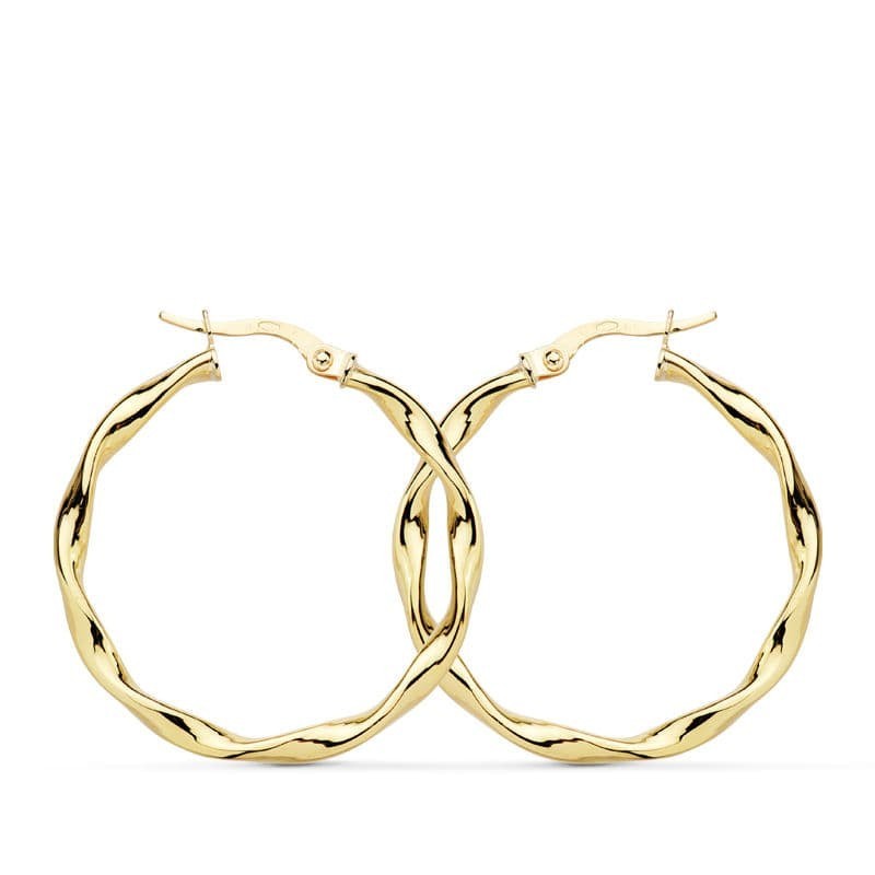 Aros Oro Amarillo Brillo Retorcidos 30X2.5 Mm oro 18k