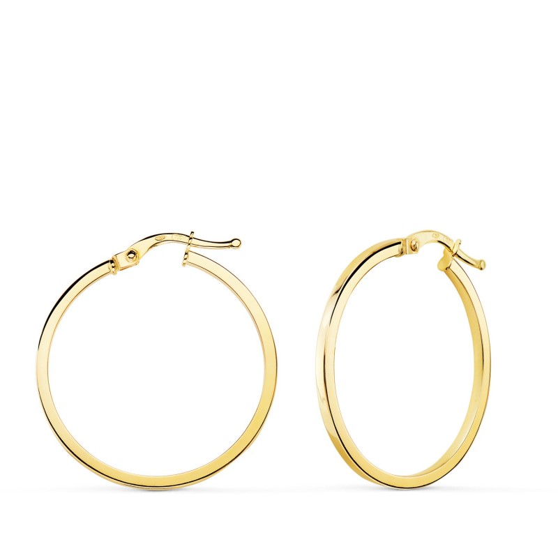 Aros Oro Amarillo Huecos Redondos Tubo Cuadrado 28 Mm. Grosor: 1,2 Mm oro 18k