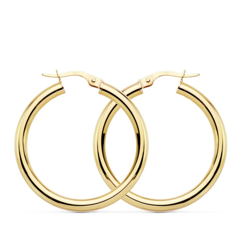 Aros Redondos Huecos 30 X 3Mm 3.05Grs oro 18k