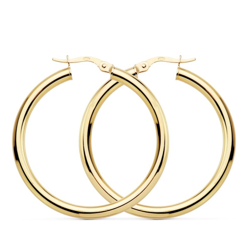Aros Redondos Huecos 35 X 3 Mm 3.45Grs oro 18k