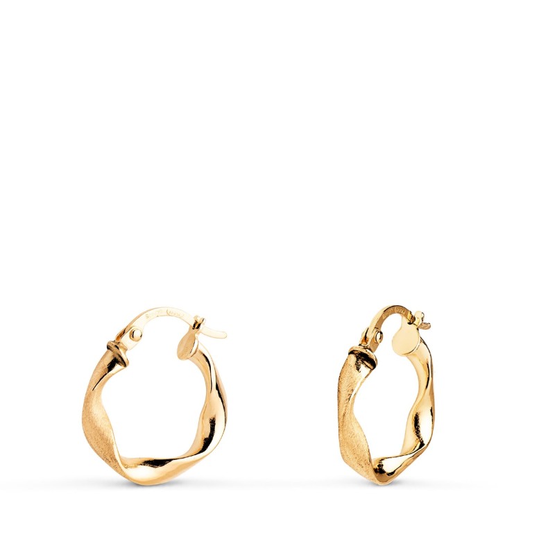 Aros Oro Amarillo Huecos Retorcidos Mate Y Brillo 16 Mm. Grosor: 3 Mm oro 18k
