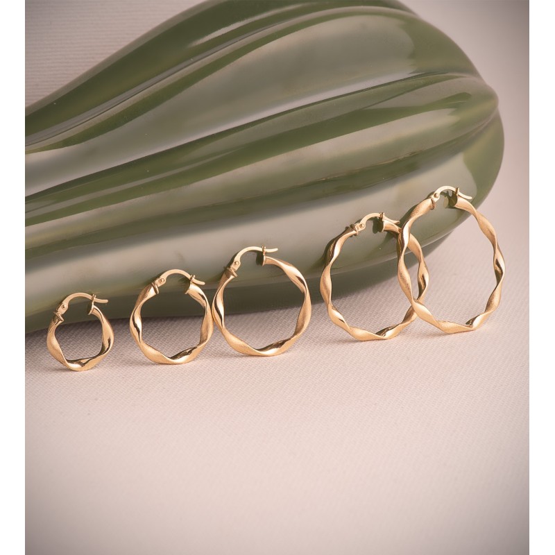 Aros Oro Amarillo Huecos Retorcidos Mate Y Brillo 24 Mm. Grosor: 3 Mm oro 18k