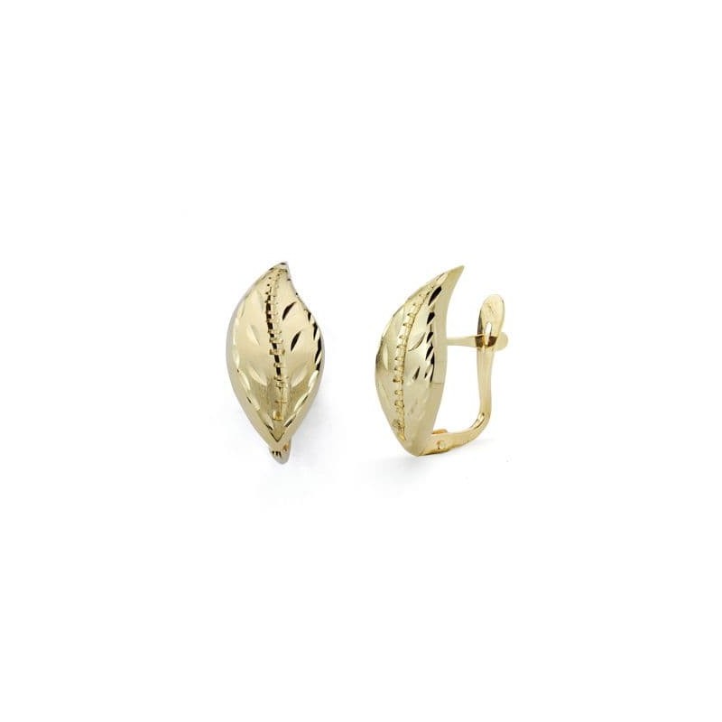 Pendientes Hoja Lapidados Oro Amarillo 18X8 Mm Cierre Catalan oro 18k