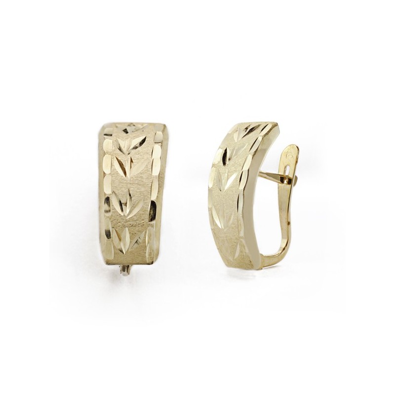 Pendientes Oro Amarillo Lapidados 15X6 Mm Cierre Catalán oro 18k