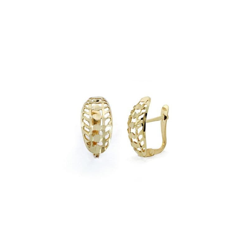 Pendientes Oro Amarillo Calados 14X7 Mm Cierre Catalán oro 18k