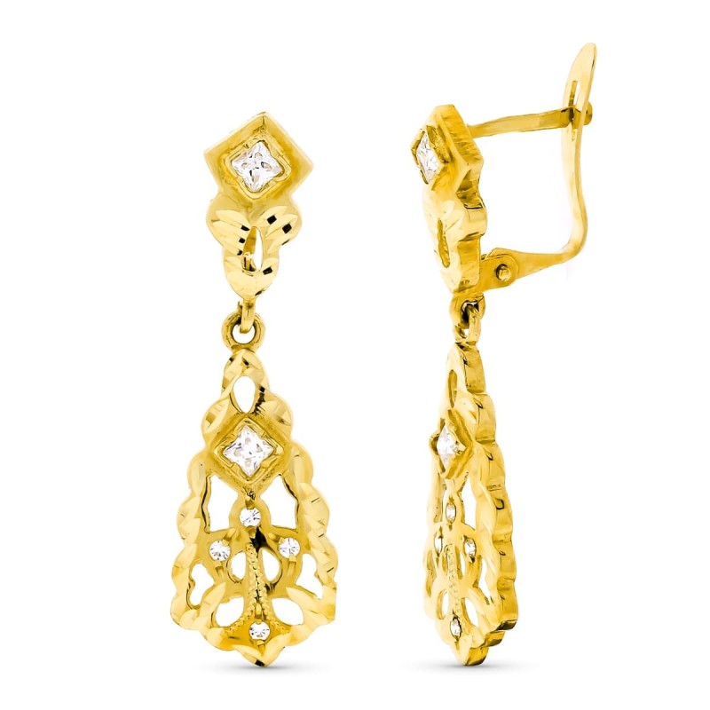 Pendientes Oro Amarillo Cubanas 30X9 Mm Cierre Presion oro 18k