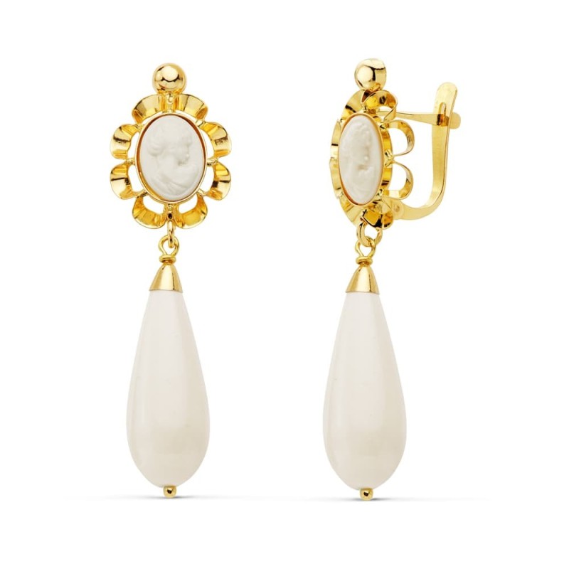 Pendientes Marfil 38 X 10 Mm oro 18k