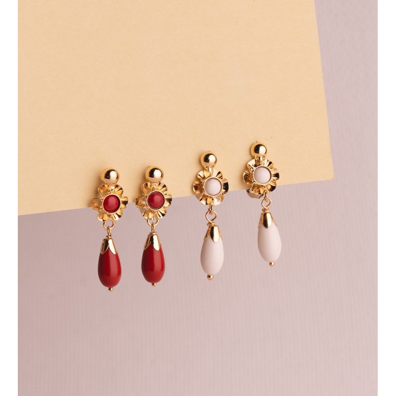 Pendientes Oro Amarillo Cubana Lagrima Perla. Medida: 22X7 Mm. Cierre Catalan oro 18k