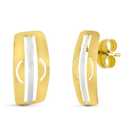 Pendientes Oro Bicolor Presion oro 18k