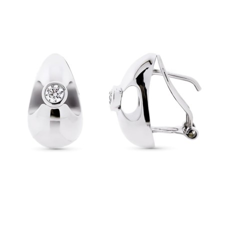 Pendientes Oro Blanco Circonita 16X9 Mm Cierre Omega oro 18k