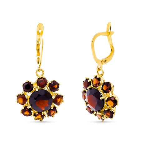 Pendientes Oro Amarillo De Granate 30X16 Mm Cierre Gancho oro 18k