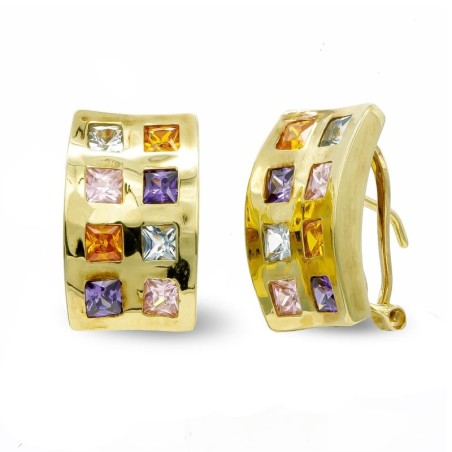 Pendienteso Oro Amarillo Y Piedras Colores oro 18k