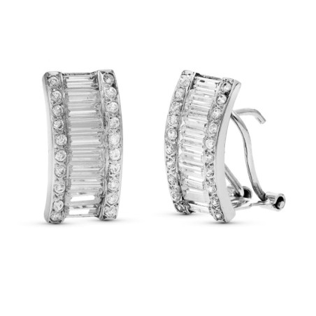Pendientes Oro Blanco Circonita Cierre Omega oro 18k