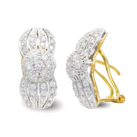 Pendientes Oro Blanco Y Cicrconitas Cierre Omega oro 18k