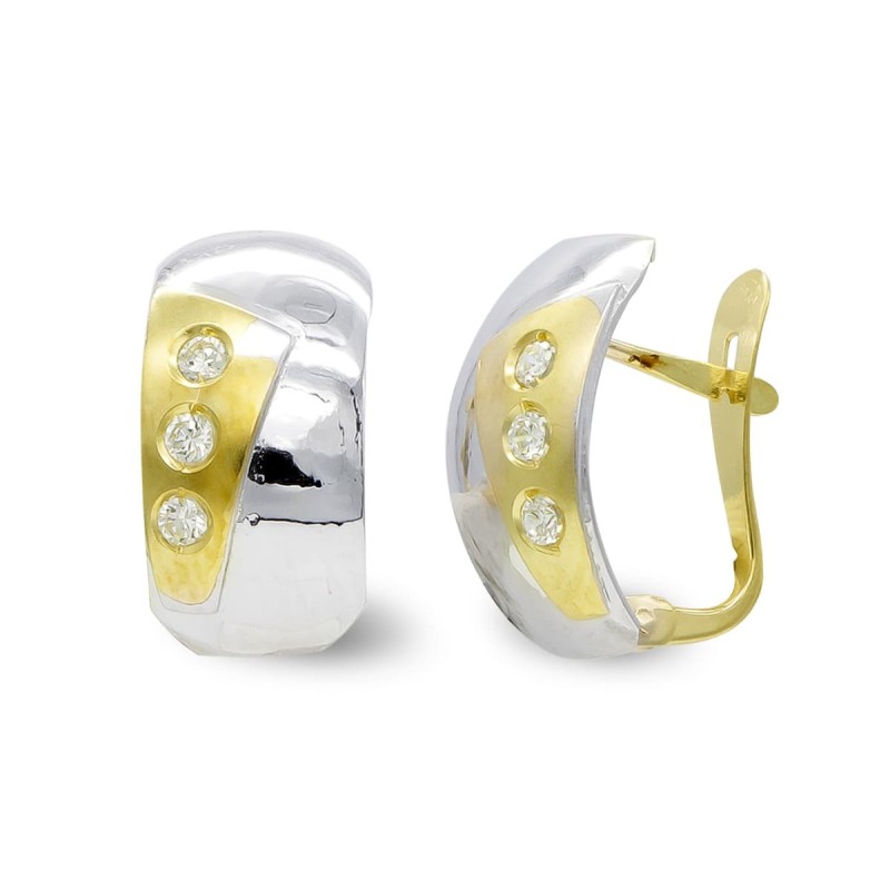 Pendientes Oro Bicolor Mate Y Brillo Cierre Catalan oro 18k