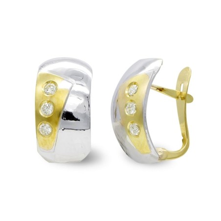 Pendientes Oro Bicolor Mate Y Brillo Cierre Catalan oro 18k