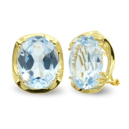 Pendientes Oro Amarillo Con Piedra Oval Cierre Omega oro 18k