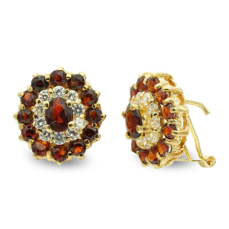 Pendientes Oro Amarillo Oval Con Circonita Cierre Omega oro 18k