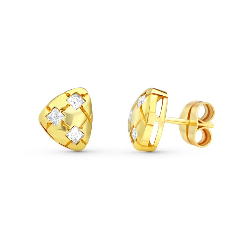 Pendientes Circonita 10X8 Mm oro 18k