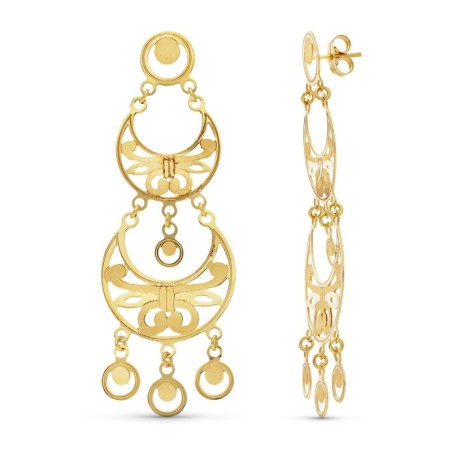 Pendientes Oro Amarillo Laser Mate Y Brillo Cierre Presion oro 18k