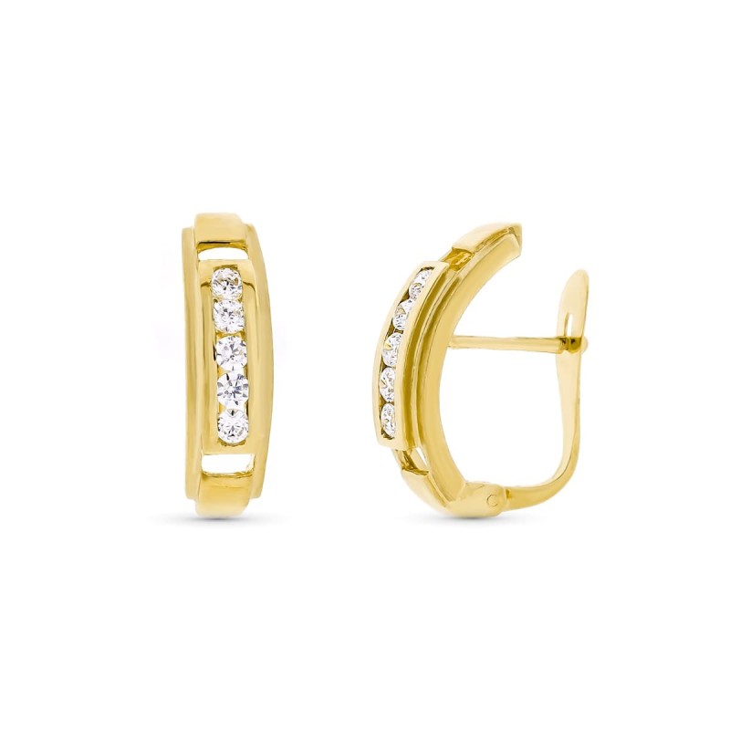 Pendientes Oro Amarillo Circonita 16X4 Mm Cierre Catalan oro 18k