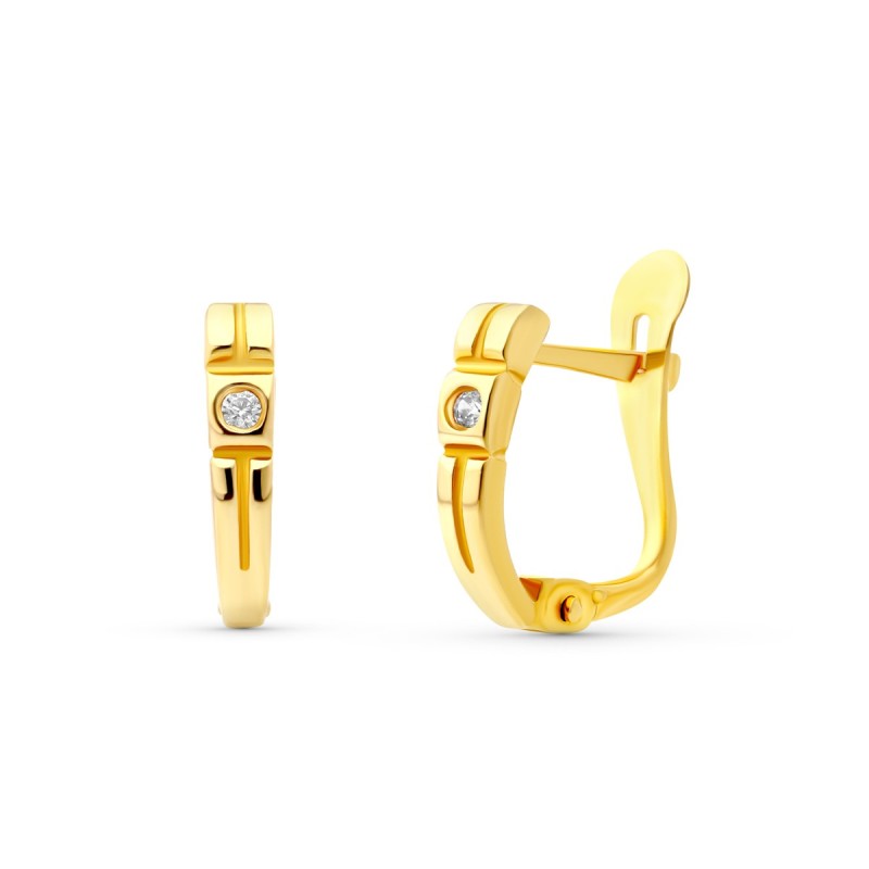 Pendientes Circonita 10X2 Mm oro 18k