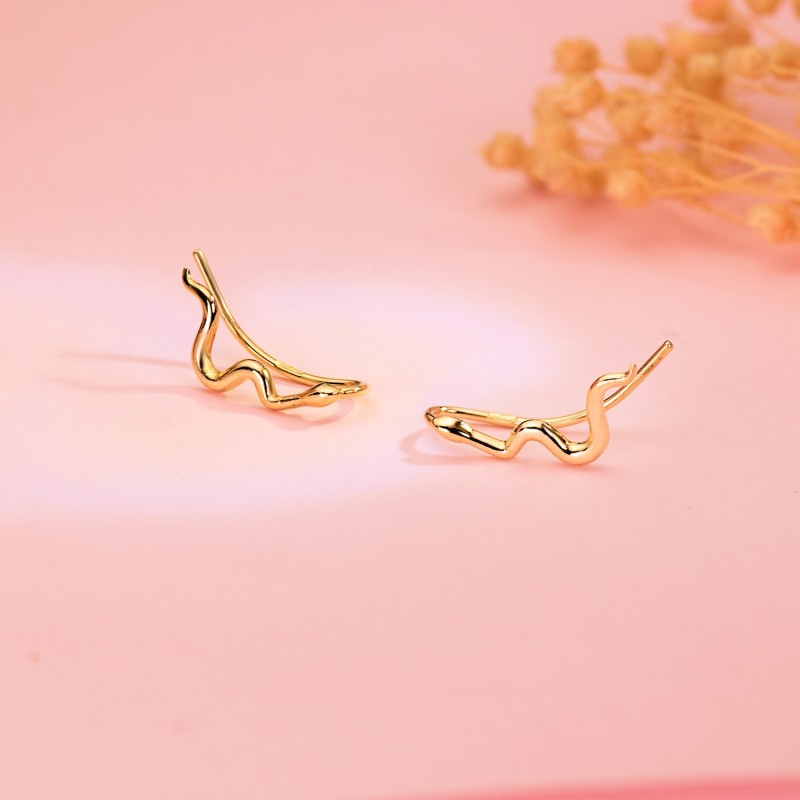 Pendientes Oro Amarillo Trepadores De Serpientes. 15 X 2,5 Mm oro 18k