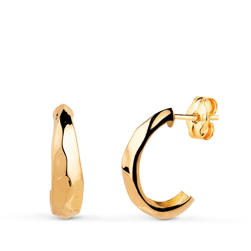Pendientes Oro Amarillo Gallones En Brillo. Medida: 14 X 5 Mm. Cierre Presion oro 18k