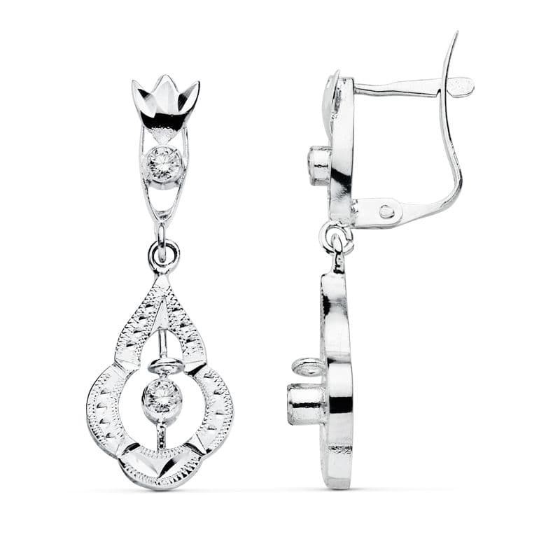Pendientes Cubanas Oro Blanco 29X10 Mm Cierre Catalan oro 18k